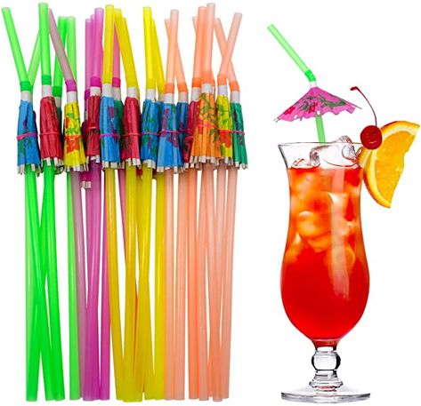 Summer Iced Drinks, Cocktail Party Decor, Drink Umbrellas, Hawaiian Party Theme, Straw Decorations, Paper Umbrella, Luau Party Decorations, Cocktail Umbrellas, Tiki Bars