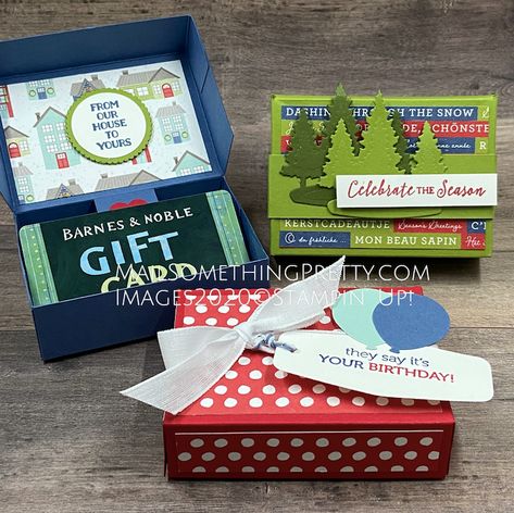 Gift Card Box Tutorial Gift Cards Boxes Ideas, Candy Gift Card Holder, How To Make A Small Gift Box From Card Stock, Stampin Up 3d Projects Gift Ideas Christmas, Stampin Up Scalloped Gift Card Boxes, Gift Card Box Ideas, Gift Card Boxes Diy, Card Box Holder, Gift Cards Money