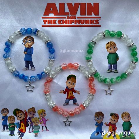 Trio Bracelet Ideas Beads, Matching Bracelets Characters, Alvin And The Chipmunks Bracelet, Bracelets For Trios, 3 Matching Bracelets, Group Bracelets Ideas, Matching Trio Bracelets, Trio Matching Bracelets, Trio Bracelet Ideas