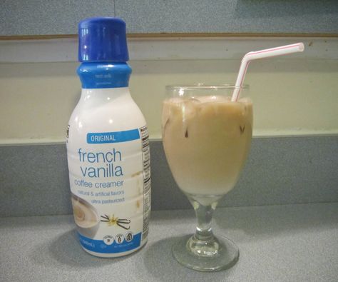 French Vanilla Iced Coffee Recipe, French Vanilla Iced Coffee, Natural Coffee Creamer, Vanilla Iced Coffee Recipe, Vanilla Iced Coffee, French Vanilla Creamer, Vanilla Coffee Creamer, French Vanilla Coffee, Iced Coffee Recipe