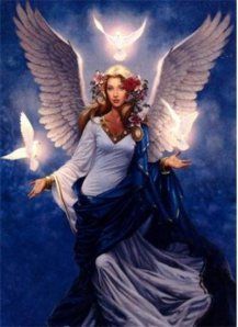 Archangel Haniel’s name means “Glory of God”.   The color associated with Haniel is Bluish White, and the crystal associated with her is the Moonstone. Archangel Haniel, Angel Protector, Angel Flight, Angel Blessings, I Believe In Angels, Angelic Realm, My Guardian Angel, Angels Among Us, Guardian Angels