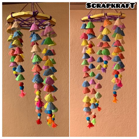 Made with egg cartons, cardboard and some yarn Painting Egg Cartons, Crafts To Do With Egg Cartons, Recycling Egg Cartons, Egg Carton Mobile, Egg Carton Thanksgiving Crafts, Recycled Egg Carton Projects, Egg Carton Decorations, Art With Egg Cartons, Egg Carton Garland