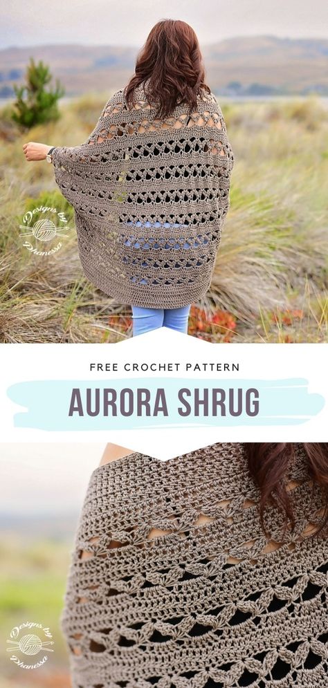 Aurora Shrug Free Crochet Pattern  This crochet shrug is a true work of art! Have you fallen under its spell as well? We certainly have! This technique is fascinating! The decorative stitch creates delicate stripes of lacy zig-zags. We admire this author's talent so much!  #crocchetshrug #crochecardigan #crochetsweater #crochetwrap #freecrochetpattern Sleeved Shawl Crochet Pattern, Worsted Crochet Patterns, Super Fine Yarn Crochet Pattern Top, Beginner Crochet Cardigan Pattern Free, Summer Cardigan Crochet Pattern Free, Worsted Weight Crochet Patterns, Crochet Summer Cardigan Pattern Free, Shawl Crochet Free Pattern, Pants Alterations