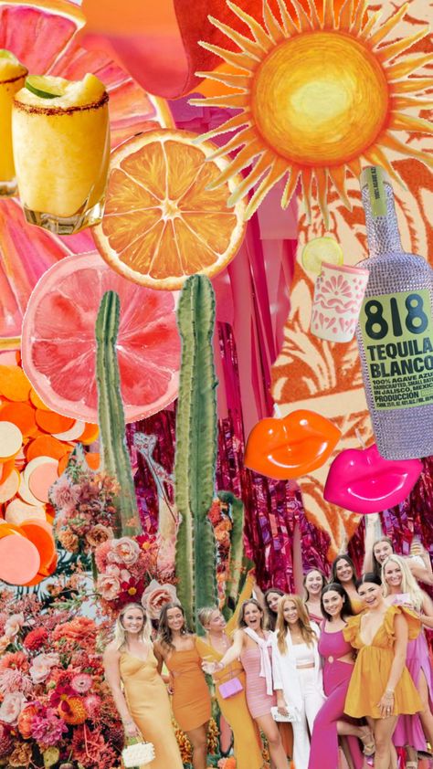 Tequila Sunrise Party Summer Sunset Party, 27 Birthday Ideas, Tequila Sunset, Soiree Party, Sunset Party, Dinner Party Themes, Bachelorette Themes, Bridal Bachelorette Party, 27th Birthday