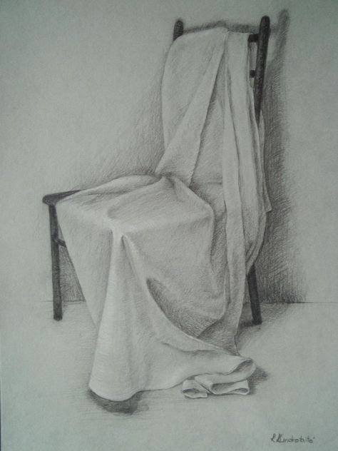 Still life. Chair Cloth Still Life Drawing, Complex Sketches, Drapery Drawing, Odyssey Art, Fabric Folds, Aesthetics Art, Chair Drawing, Art Aesthetics, Rose Tutorial