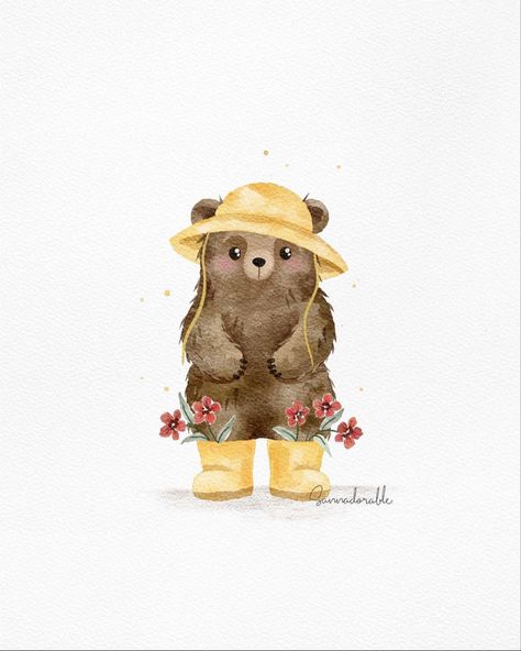 Nursery Bear Art, Watercolor Childrens Illustration Book, Nursery Illustration Art, Watercolor Children Illustration, Bear Illustration Cute, Boy Symbol, Watercolor Bears, Nursery Painting, Watercolour Nursery Art