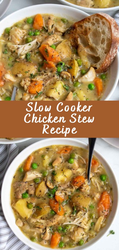 Slow Cooker Chicken Stew Recipe | Cheff Recipes Hearty Dinner Recipes Crock Pot, Rustic Chicken Slow Cooker Stew, Easy Weekday Crockpot Dinners, Chicken Casserole Recipes Slow Cooker, Favorite Slow Cooker Recipes, Healthy Tasteful Dinners, Chicken Based Soups Crock Pot, Crockpot Recipes Chicken Tenderloins, Chicken Stew Soup