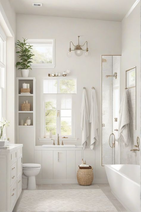 Brighten up your bathroom with the refreshing White Dove (OC-17) paint color! Discover daily interior designer routines to add brightness and style to your space. #Ad #homedecor #homedesign #bathroom #Painthome interiorarchitecture best Wall Colors for Bathroom Colors
Bright Room Colors
best colors combinations bathroom
bathroom Remodeling
Modern Paint Colors
2024 Best Whites For Bathroom Walls, White Bathroom Paint Colors Wall, White Combination Wall Paint, Primary Bath Paint Colors, White Bathroom Accent Color, Bathroom Paint Colors Neutral, All White Bathroom With Pop Of Color, Master Bath Paint Ideas, White Dove Bathroom