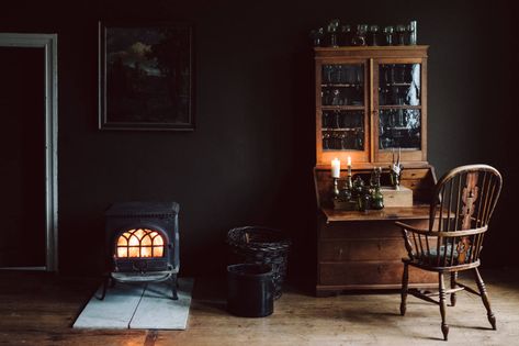 Trending on Remodelista: Cold Outside, Hygge Inside - Gardenista German Countryside, Glamorous Kitchen, Monochrome Bedroom, Design 101, Cold Morning, Dark Walls, Old Farm Houses, Inside Design, Dining Nook