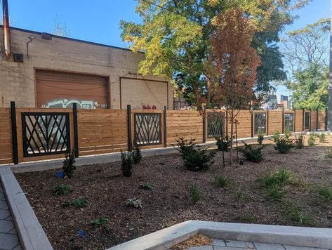 HIDEAWAY on Instagram: "Custom Hideaway panels inserted into a treated wood fence. Matte black and the natural warm tones of wood always seem to pop nicely! 🔨 @hillsidecityconstruction . #fencing #commercialrealestate" Treated Wood Fence, Wood Fence, Commercial Real Estate, Fencing, The Natural, Ontario, Fence, Matte Black, Wood