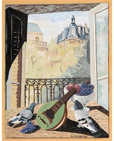 Artwork by Gino Severini, Nature morte avec mandoline et deux colombes, Made of Tempera on card Gino Severini, Italian Futurism, Umberto Boccioni, Giacomo Balla, Win Art, Futurism Art, Walker Evans, Italian Painters, Georges Braque