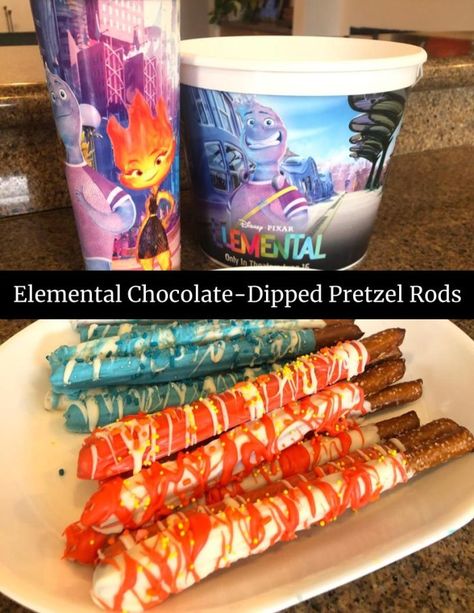 Elemental Movie Snacks, Elemental Party Food, Elemental Birthday Theme, Elemental Movie Night Ideas, Element Birthday Party, Elemental Themed Birthday Party, Elements Party Theme, Elemental Food Ideas, Elemental Party Decorations