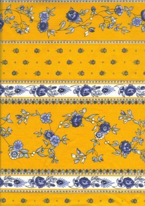 Provence fabric: Paradou jaune-bleu rayure | French country fabric, French country colors, French country decorating Provence Fabric, French Country Colors, French Country Ideas, French Country Fabric, French Tablecloths, Fabric Yellow, French Country Kitchens, Summer Meal, Yellow Decor