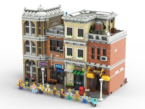 Modular Apartments from BrickLink Lego City Moc Ideas, Lego Modular Buildings Ideas, Lego Modular Moc, Lego Apartment, Sticker Dispenser, Lego Modular Buildings, Lego City Display, Big Lego Sets, Lego Decals