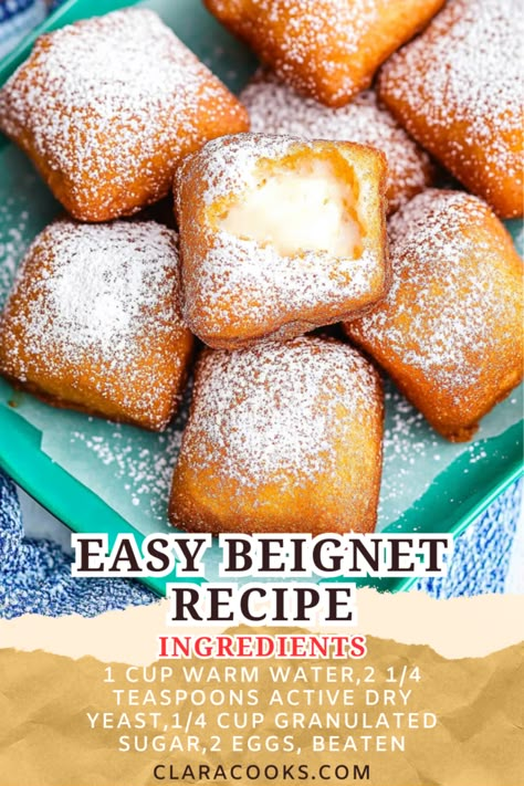 Easy Beignet Recipe Quick Easy Homemade Desserts, Easy To Make Desserts Simple, Begniets Recipes Easy, Easy French Dessert Recipes, Easy Baking Recipes Desserts Simple, Fast Delicious Desserts, Easy Sweet Treats Quick, Cookist Wow Recipes, Easy Beignet Recipe