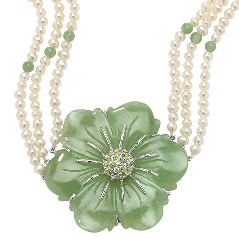 Necklaces Green, Necklace String, String Necklace, Beach Necklace, Palm Beach Jewelry, Flower Choker, Vintage Jewelry Art, Jewelry Flower, Necklace Flower