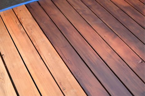 How I Stained Our Deck with Sherwin-Williams - SG Style Redwood Deck Stain, Solid Stain Deck Colors, Sherwin Williams Stain Colors, Solid Stain Deck, Sherwin Williams Deck Stain, Cedar Fence Stain, Cedar Deck Stain, Painted Pool Deck, Staining Wood Furniture