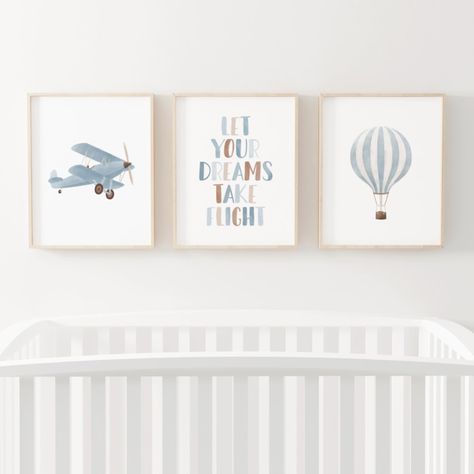 Oh The Places You’ll Go Nursery, Travel Baby Nursery, Vintage Nursery Boy, Vintage Airplane Nursery, Whimsical Nursery Decor, Travel Theme Nursery, Travel Nursery, Hot Air Balloon Nursery, Airplane Nursery