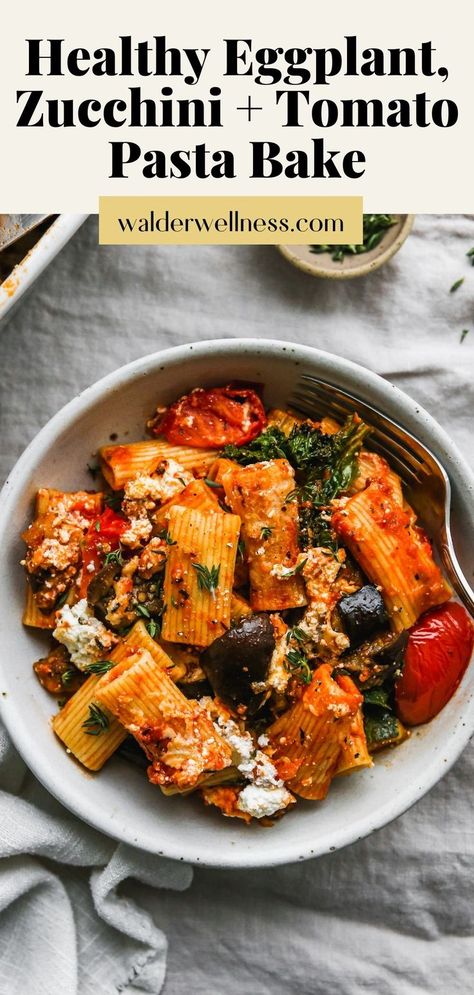 Recipes With Eggplant And Zucchini, Eggplant Pasta Recipe, Vegetarian Pasta Bake, Eggplant Recipes Pasta, Pasta With Zucchini And Tomatoes, Healthy Pasta Bake, Baked Pasta Recipe, Pasta Bake Vegetarian, Tomato Pasta Bake