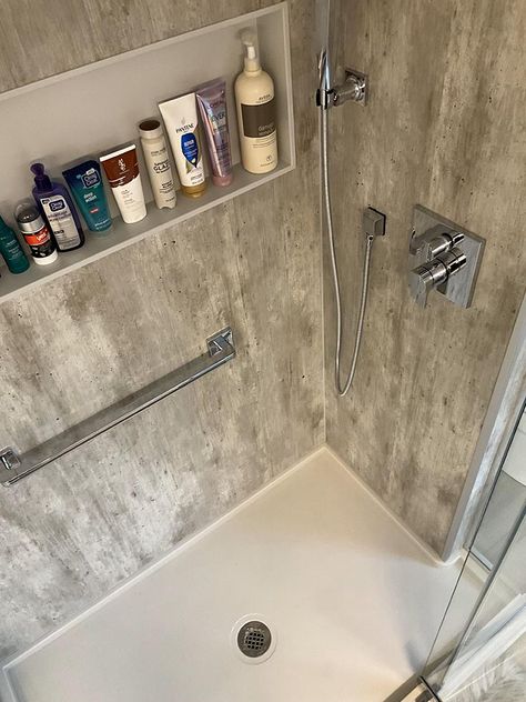 Cost Saving Ideas, Bathtub To Shower Conversion, Granite Shower, Tub To Shower Conversion, Shower Conversion, Grab Bars In Bathroom, Shower Wall Panels, Master Shower, Shower Surround