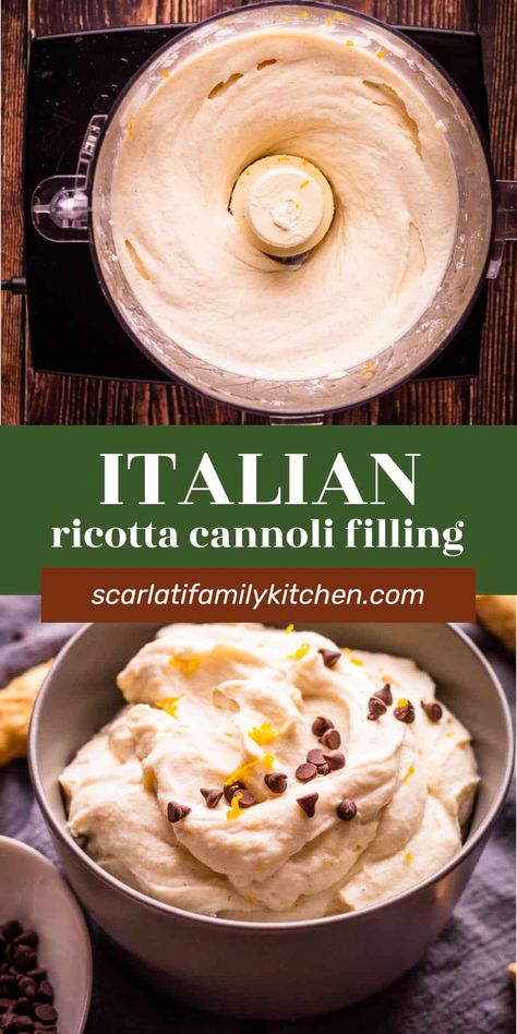 Learn how to make homemade Italian ricotta cannoli filling with just 4 ingredients. Made with strained ricotta cheese and flavored with a grated orange peel, this simple cannoli filling recipe can be used as a dip or to fill cannoli shells. Pie, Homemade Cannoli Filling, Canolli Filling Recipe Cannoli, Ricotta Filling For Cannoli, Ricotta Cake Filling, Canolli Filling Recipe, Cannoli Cake Filling, Easy Cannoli Filling, Best Cannoli Filling Recipe