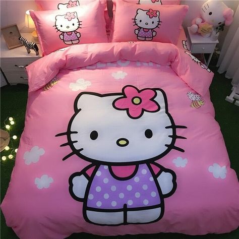 Cama Da Hello Kitty, Hello Kitty Bed, Hello Kitty Bedroom, Sanrio Stuff, Hello Kitty House, Hello Kitty Clothes, Kawaii Room Decor, Melody Hello Kitty, Hello Kitty My Melody