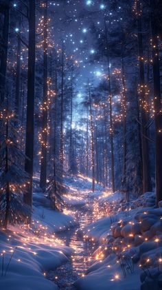 Winter Fantasy Wallpaper, Soft Cute Aesthetic Wallpaper, Dark Winter Background, Winter Magic Aesthetic, Witchy Winter Wallpaper, Snow Forest Aesthetic, Fantasy Wallpaper Aesthetic, Snowy Forest Night, Wallpaper Backgrounds Winter