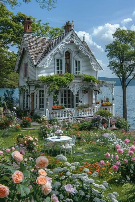 Vintage Home Aesthetic Exterior, Pretty House Exterior, Cottagecore Mansion, Fairytale Cottage Interiors, Cottagecore House, Cottage Core House, House Flippers, Victorian Style Homes, Dream Life House