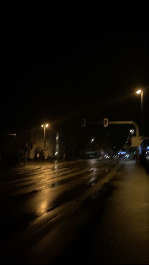 a citystreet with lights and no cars Nature, High Places Aesthetic, Nonchalant Aesthetic Pfp, Dark Nighttime Aesthetic, Street Asthetic Pic, Dark Streets Night, Escape Aesthetic Dark, Aesthetic Night Time Photos, Dim Lighting Aesthetic