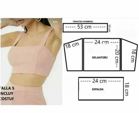 Upciclyng Clothes Diy Sewing Patterns, Patron Crop Top Couture, Crop Top Patrones Costura, Diy Bra Top, How To Sew A Top, Crop Top Diy, Pola Bra, Patron Top, Pola Blus