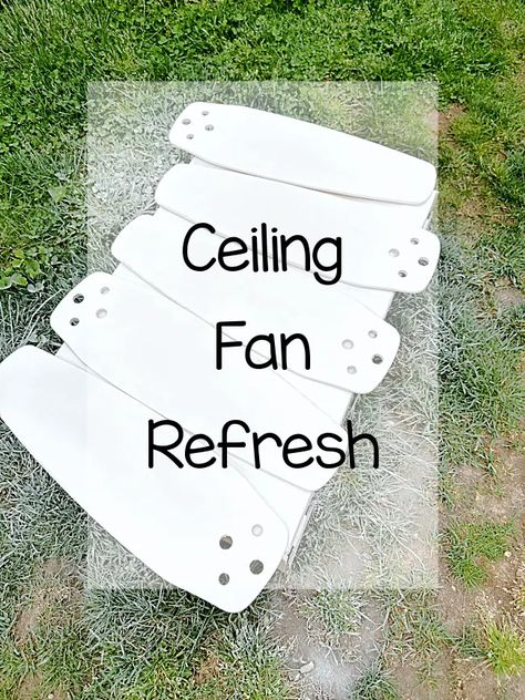 painting ceiling fan blades Rental Ceiling Fan Makeover, Ceiling Fan Make Over, Paint Fan Blades Diy, How To Paint Ceiling Fan Blades, Paint Ceiling Fan Blades, Ceiling Fan Makeover Diy Ideas, Paint Fan Blades, Painted Ceiling Fan Blades, Ceiling Fan Blade Crafts