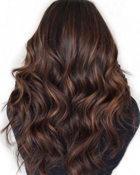 Subtle Caramel Highlights For Dark Hair Elegant Brunette, Highlights For Dark Brown Hair, Brunette Hairstyles, Brown Hair With Caramel Highlights, Chocolate Hair, Caramel Balayage, Dark Hair With Highlights, Caramel Hair, Caramel Highlights