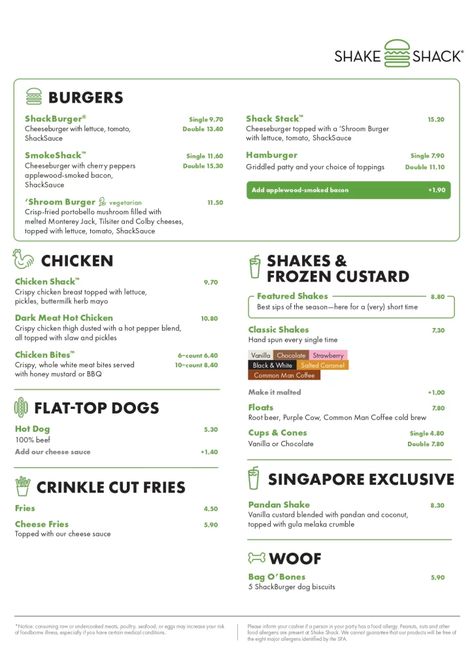 Shake Shack Singapore Menu Shake Shack Menu, Shake Shak, Shake Shack Burger, Crispy Chicken Breast, Smoothie Menu, Chicken Shack, Colby Cheese, Menu Layout, Frozen Custard