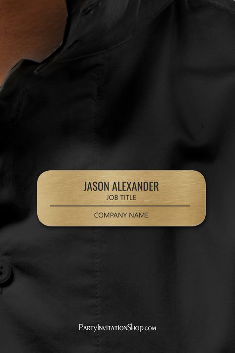 Corporate Professional Employee Faux Gold Name Tag Employee Name Tag, Company Name Board Design, Name Board Design, Magnetic Name Tags, Metal Name Tags, College Events, House Projects Architecture, Foil Background, Name Tag Design