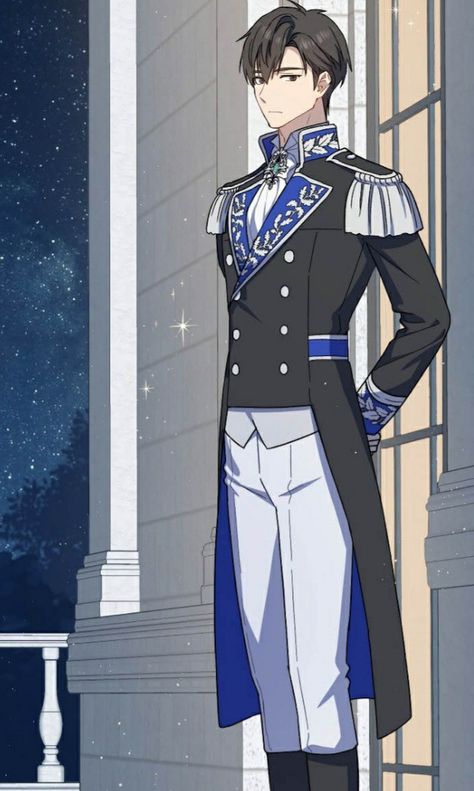 Knight Uniform Anime, Prince Dress For Men, Royal Servant Outfit, Royal Anime Guy, Prince Outfits Royal, Prince Outfit Design, Prince Uniform, Fantasy Prince Outfit, Casual Fantasy Clothing