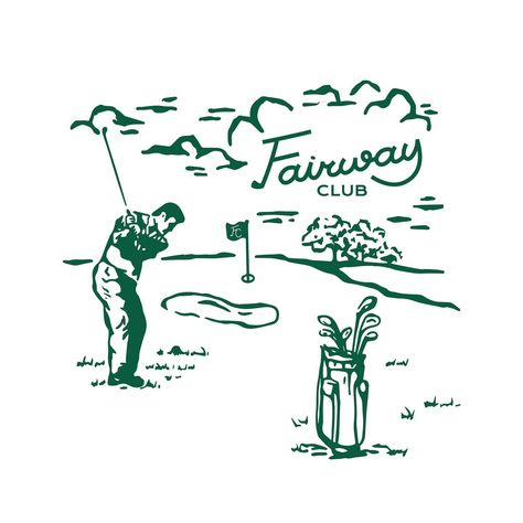 ⛳️My take on @brand.brief Fairway Club pop-up shop located right at the golf course⛳️ “Our goal is to attract a young and dynamic target audience who loves golf and values a modern and casual lifestyle.” #brandbrief #golfbrand #golf #golfaddict #brandidentity #brandbrieffairwayclub #brandbrainy #branding #appareldesign #logo #logodesigner Golf Drawing Illustrations, Golf Graphics Design, Golf Vintage Aesthetic, Vintage Golf Prints, Mini Golf Illustration, Golf Art Drawing, Golf Club Logo Design, Golf Course Illustration, Golf Course Logo