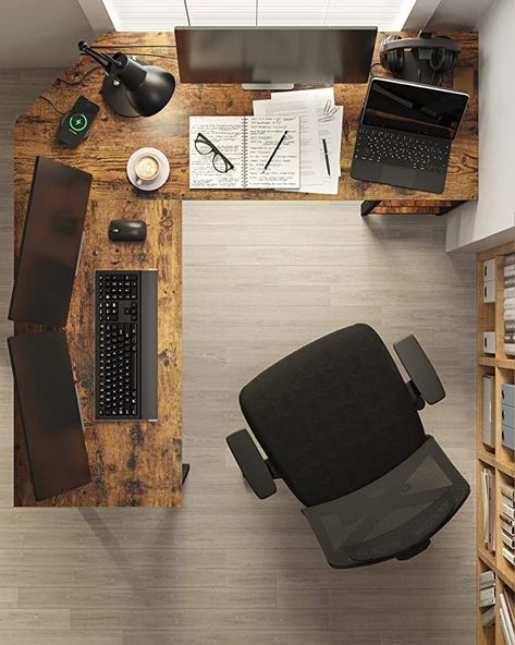 L Shaped Corner Desk, L Shape Desk, Corner Computer Desk, Computer Tower, Small Home Offices, L Shaped Desk, Desk Shelves, Home Office Setup, Home Office Space