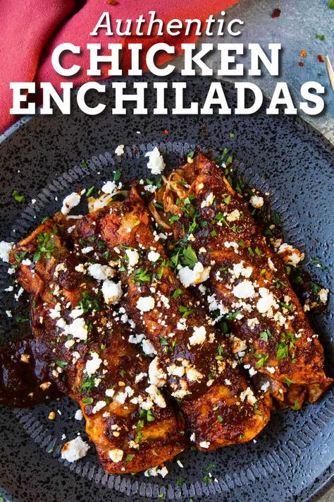 Mexican Red Enchiladas, Authentic Red Enchiladas, Authentic Mexican Chicken Enchiladas, Red Chile Chicken Enchiladas, Homemade Chicken Enchiladas Recipe, Mexican Chicken Enchiladas Authentic, Mexican Enchiladas Chicken, Grilled Chicken Enchiladas, Corn Tortilla Enchiladas Chicken