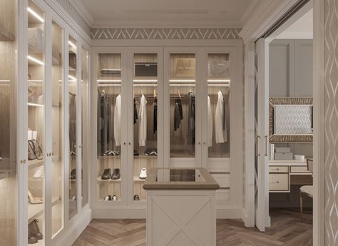 Closet Room Luxury, Classic Dressing Room, Behance Bedroom, Modern Classic Bedroom, Tudor Manor, Classic Bedroom Design, Dressing Room Closet, Dream Closet Design, Walk In Closet Design