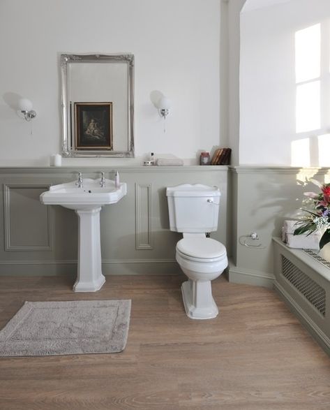 24 Ideas for Using Panelling in Your Bathroom | Houzz IE Vanity Chair Ideas, Bathroom Vanity Chair, Beadboard Bathroom, Beach House Bathroom, Bathroom Paneling, Bathroom Stool, Bathroom Wall Panels, Cottage Bathroom, Chair Ideas