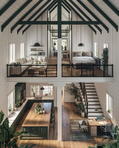 Modern Farmhouse Loft, Farmhouse Loft, Chic Modern Farmhouse, Loft House Design, Tiny House Layout, Tiny House Inspiration, House Floor Design, House Cabin, Tiny House Floor Plans