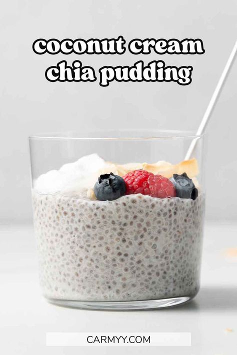 All you need are 5 simple ingredients to make this delicious coconut cream chia pudding! Full of nutritious and filling ingredients, you can make this sweet and creamy coconut chia pudding for breakfast, dessert, or as a snack! Keto Chia Pudding Coconut Milk, Coconut Cream Pie Chia Pudding, Coconut Milk Chia Pudding Recipes, Chia Pudding With Coconut Cream, Coconut Chia Seed Pudding Recipes, Banana Coconut Chia Pudding, Chia Pudding Coconut Cream, Chia Seeds And Flax Seed Recipes, Coconut Cream Chia Seed Pudding