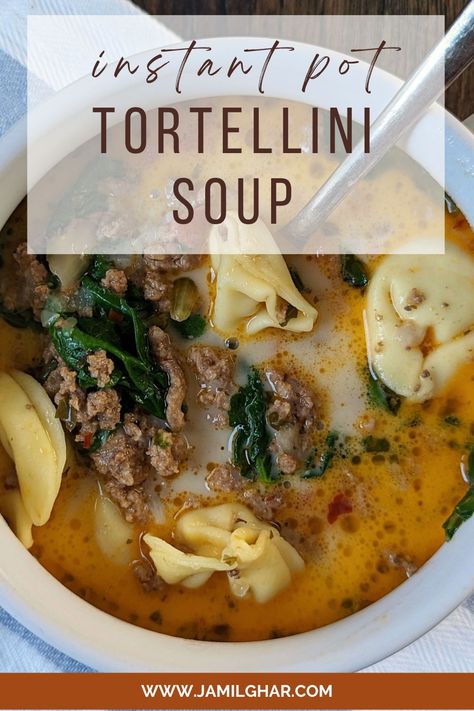 Instant Pot tortellini soup is easy, flavorful, and ready in 30 minutes for the perfect weeknight meal. Tortellini Soup Instant Pot, Instant Pot Tortellini Soup, Instant Pot Tortellini, Soup Instant Pot, Ground Italian Sausage, Vegetable Beef Soup, American Recipes, Barley Soup, Tortellini Soup