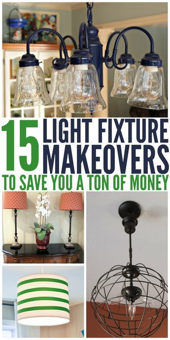 Cheap Light Fixtures, Cheap Bathroom Makeover, Light Fixture Makeover, Diy Kitchen Makeover Ideas, Painting Light Fixtures, Budget Lighting, Diy Kitchen Lighting, Lighting Makeover, Recycled Stuff