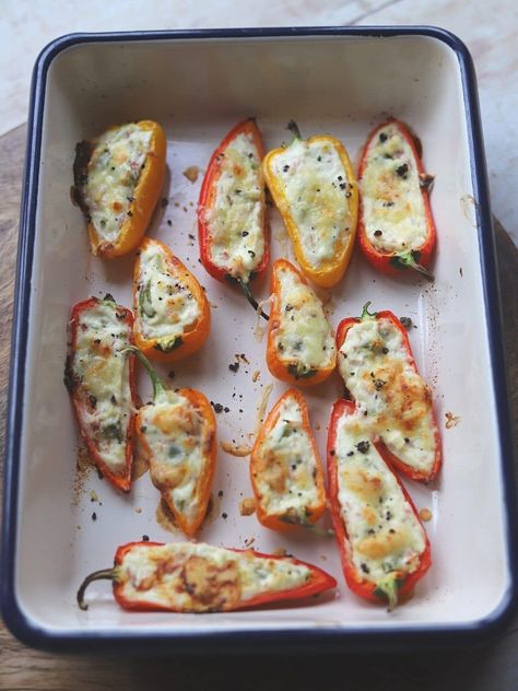 Stuffed Mini Peppers Appetizer - End of the Fork Mini Bell Pepper Appetizers, Small Peppers Stuffed, Recipes With Mini Peppers, Air Fryer Stuffed Mini Peppers, Stuffed Pepper Appetizer Mini, Mini Bell Peppers With Cream Cheese, Stuffed Mini Peppers Appetizers, Mini Pepper Recipes, Stuffed Pepper Appetizer