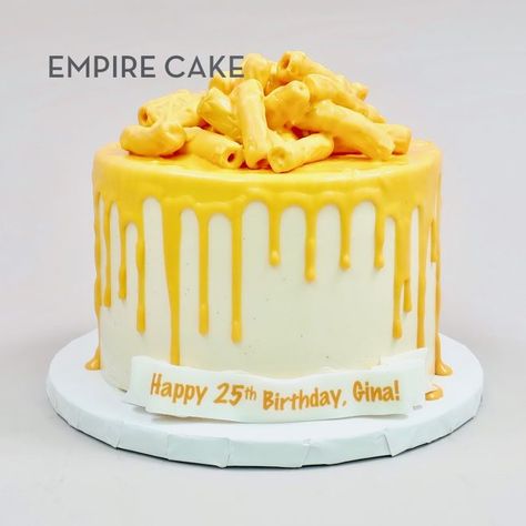 Macaroni and Cheese - Empire Cake Mac And Cheese Birthday Cake, Mac And Cheese Birthday Party, Happy 25th Birthday, Cheese Party, Edible Printing, Bunny Cake, Themed Birthday Cakes, Macaroni Cheese, Photo Cake