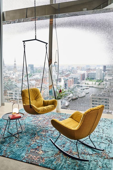 Swing and rock with "Leya" by Freifrau | STYLEPARK Room Swing, Indoor Swing Chair, Indoor Swing, Swing Design, Swing Dancing, Swing Chair, Swinging Chair, My New Room, Hanging Chair