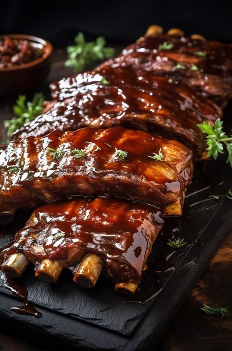 Delicious glazed ribs recipe with a sticky sweet and tangy sauce Ribs Grilled Bbq, Christmas Ribs Recipe, Ribs Sauce Recipe, Sweet And Sticky Bbq Sauce Recipe, Rib Glaze Recipes, Pork Ribs Glaze, Soy Sauce Ribs, Ribs Glaze Recipe, Rib Glaze