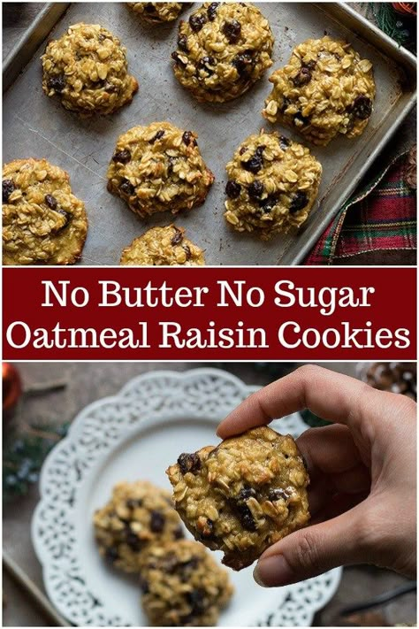 Learn how to make oatmeal cookies without butter that are chewy and delicious. These healthy oatmeal raisin cookies are naturally sweetened. #healthycookies #oatmealcookies #oatmealraisincookies #holidaybaking #holidaycookies Healthy Raisin Cookies, Easy Oatmeal Raisin Cookies Healthy, Raisin Oatmeal Cookies Healthy, Oatmeal Raisin Cookies Without Eggs, Healthier Oatmeal Raisin Cookies, Oatmeal Raisin Cookies Without Butter, Ww Oatmeal Raisin Cookies, Healthy Raisin Recipes, Heart Healthy Oatmeal Cookies