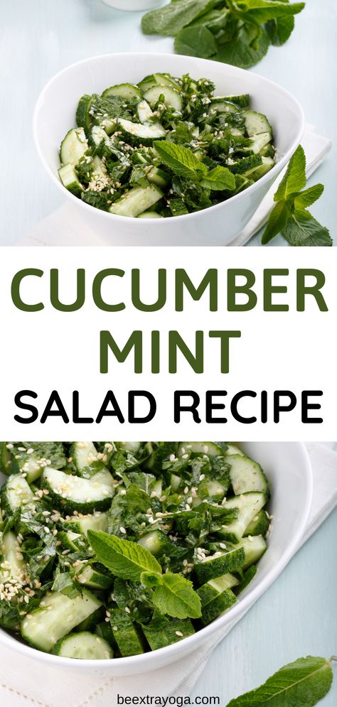 Salads With Basil And Mint, Zucchini Mint Recipes, Fresh Mint Salad, Mint Dinner Recipes, Cucumber Salad With Mint, Salads With Mint Leaves, Cucumber And Mint Salad, Mint Uses Recipes, Roasted Cucumber Recipes